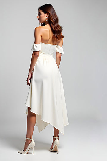 A Line White Off The Shoulder Chiffon Long Formal Dress